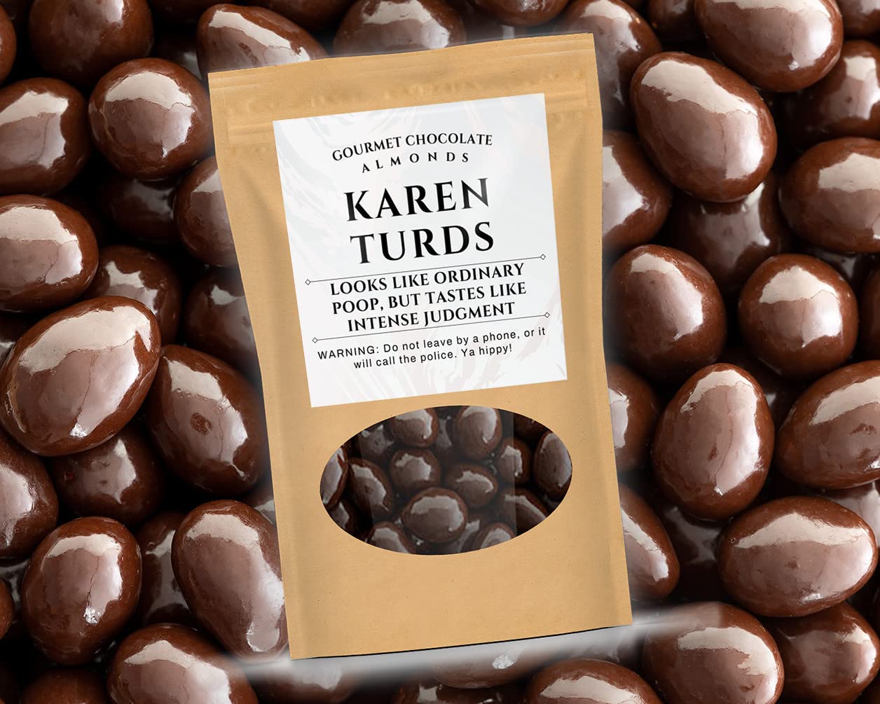 Karen Turds Chocolate Almonds - Gourmet Dark Chocolate Fine Candy - Funny Karen Gifts Adult Stocking Stuffers - Gag Christmas Gifts for Teens