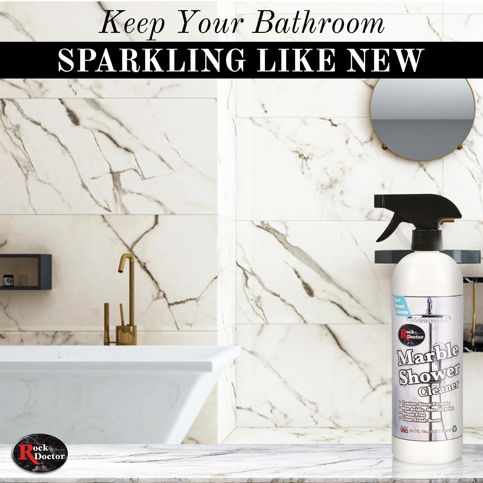 Rock Doctor Granite & Quartz Marble Shower Cleaner Spray, Shower & Tile Cleaner, Soap and Scum Remover, Works on Ceramic Tile, Hard Water Stain