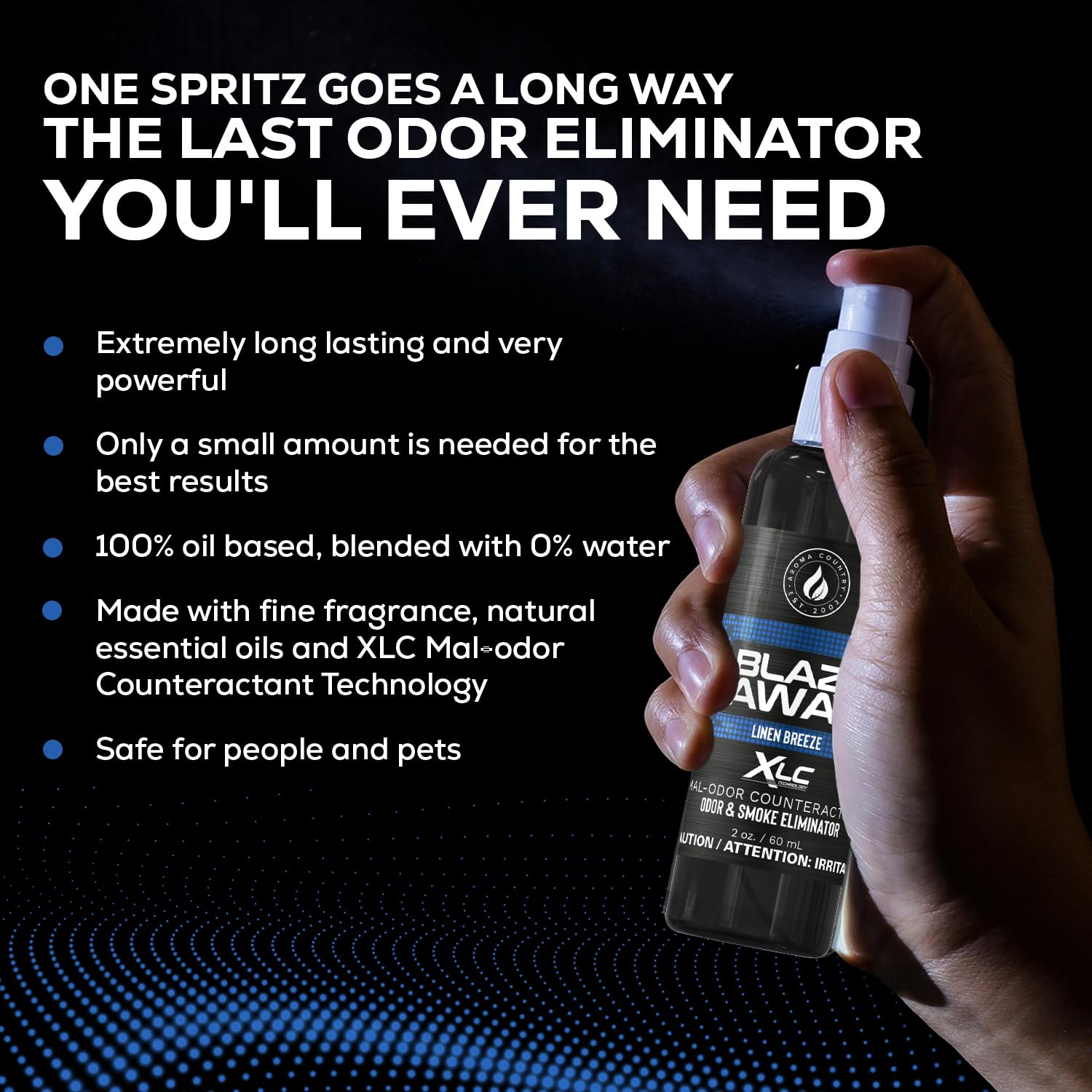Blaze Away Commercial Air Freshener & Odor Eliminator for Strong Odor - Industrial-Grade Room Spray & Room Deodorizer for Home, Car, Smoke & Pet Odors