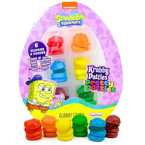 SpongeBob Krabby Patty Gummies, Assorted Rainbow Pretty Patties, Easter Candy Basket Suffer Gift, 1.9 Ounces