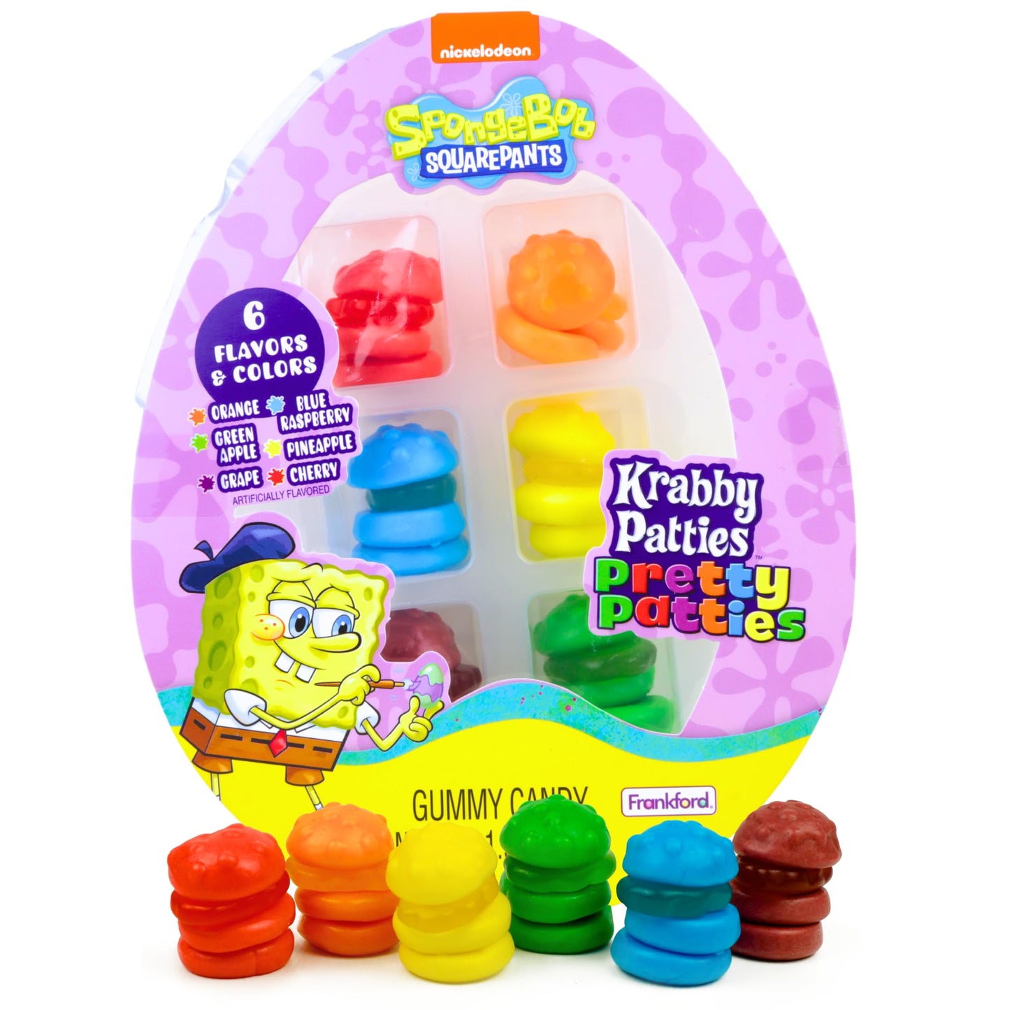 SpongeBob Krabby Patty Gummies, Assorted Rainbow Pretty Patties, Easter Candy Basket Suffer Gift, 1.9 Ounces
