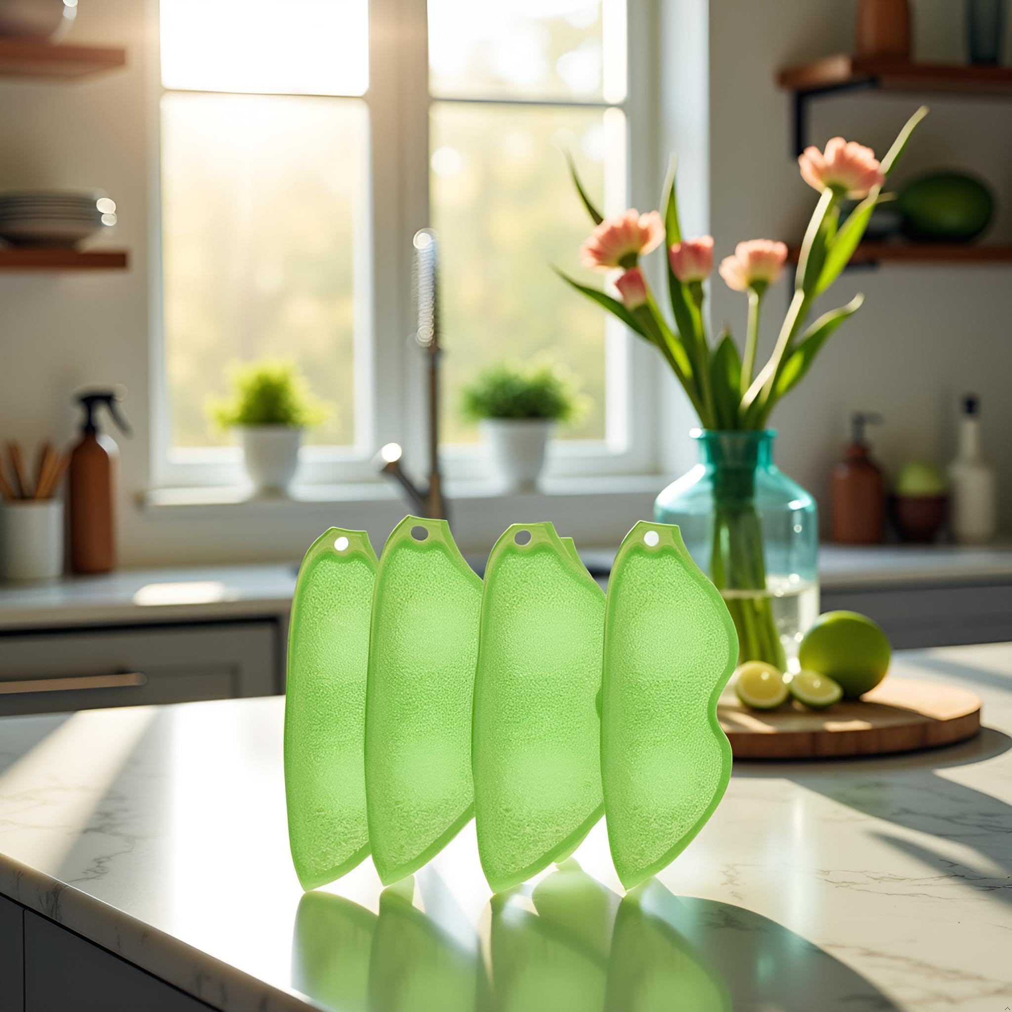 3 Pcs Green Multipurpose Bean Shaped Sponge Set, Heat Resistant Bottle and Internal Cleaning Sponges, Reusable entreprises Bottle Cleaning Tools