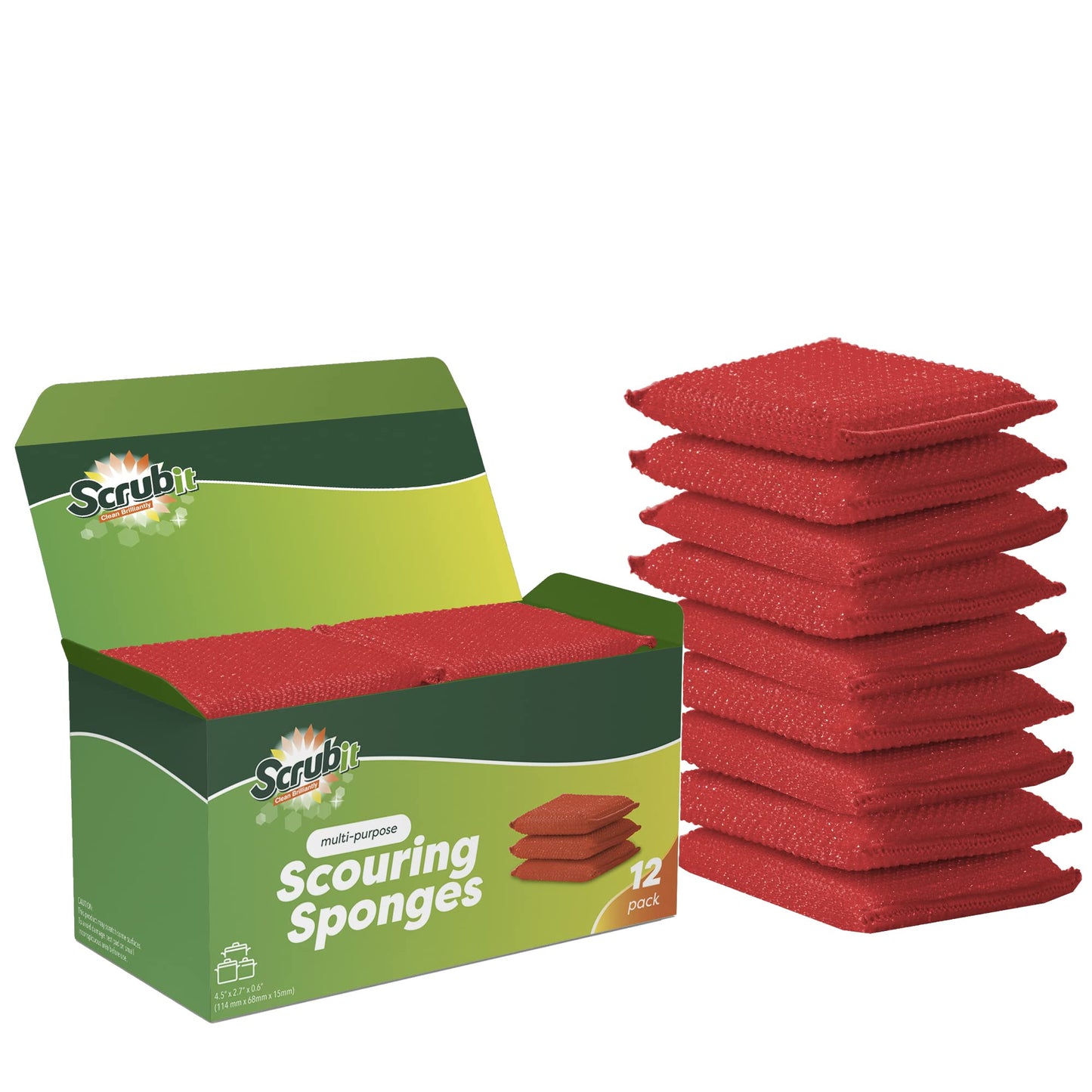 SCRUBIT Multi-Purpose Dish Scrub Sponge, Non Scratch Scouring Pads, Cleaning Sponges for pots, Dishes & Non-Stick Cookware - Pot Scrubber Sponges
