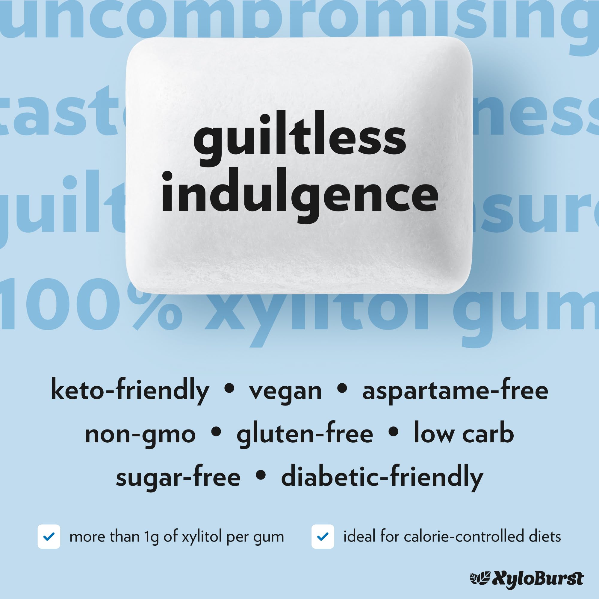 XyloBurst Gum | Xylitol Chewing Gum | Sugar Free, Gluten Free, Keto Friendly | Aspartame Free Gum For Oral Health | Peppermint | 500-Count Bag