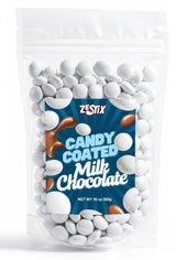 White Candy Coated Milk Chocolate, 10 oz Bag, Crunchy Chocolate Bites, Sweet Snack Treats for Parties, Desserts, Candy Buffet, Movie Nights, Holiday