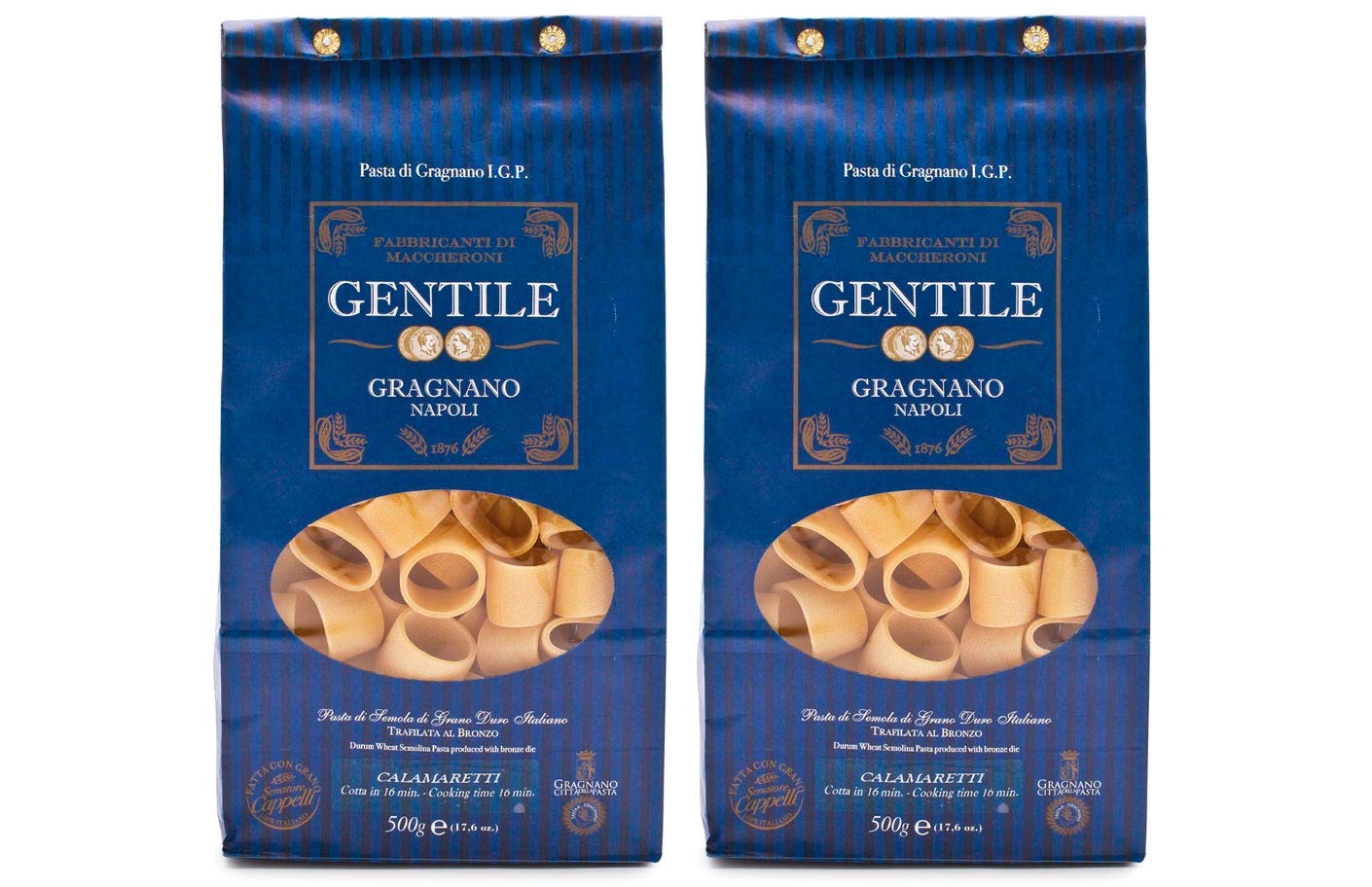 GENTILE PASTA CALAMARETTI DI GRAGNANO IGP (2 Pack - 1.1 lb each)