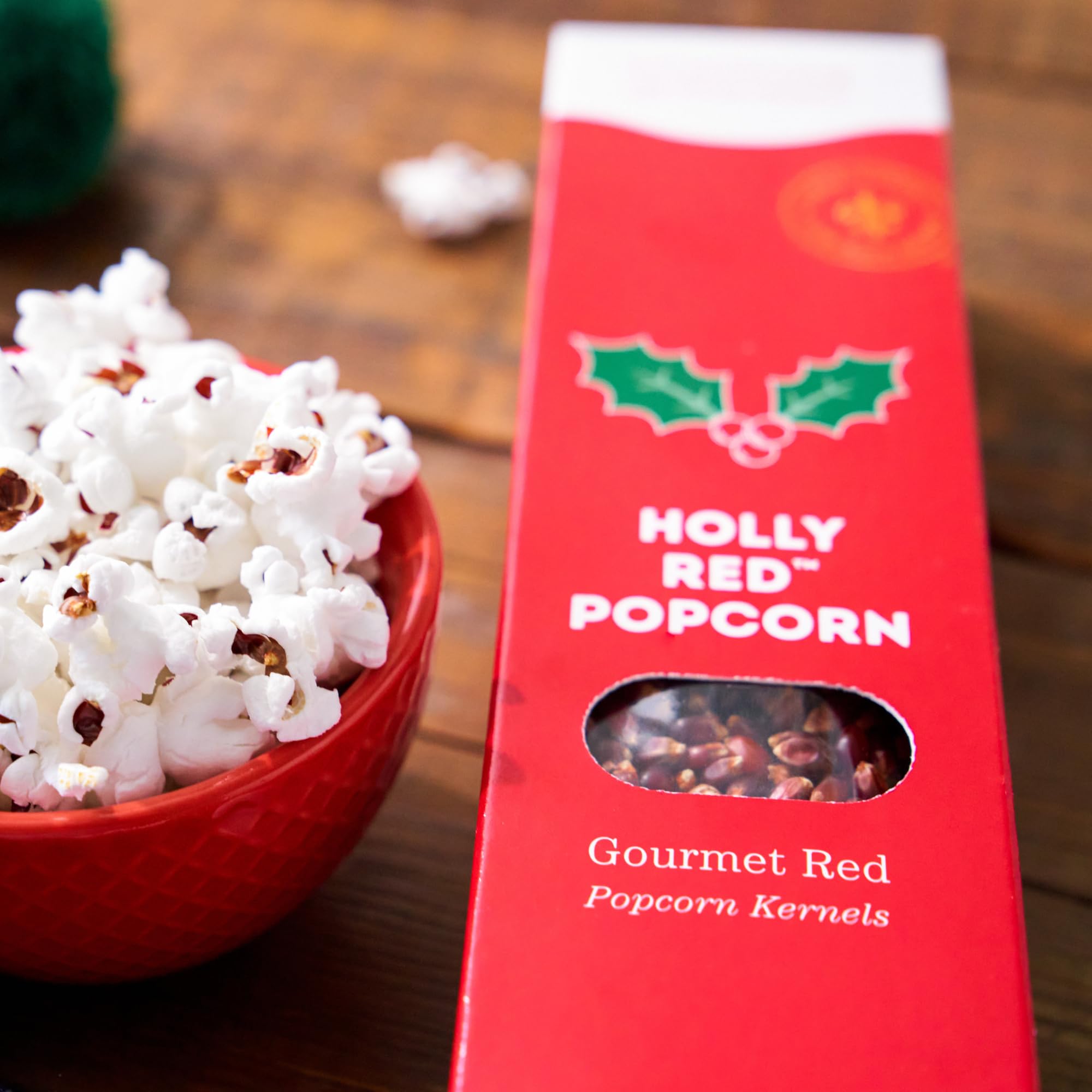 Holly Red Popcorn Kernels - Dell Cove Spices - Unique Christmas Holiday Popcorn Gift for Gourmet Popcorn Lovers - X-Mas Movie Night Unpopped Kernels