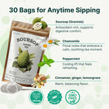 Soursop Tea Leaves bags - Pure Graviola Leaf, Peppermint, Chamomile & Cinnamon - All natural, Dye-free bag - Herbal Tea for Health, Refreshing Brew