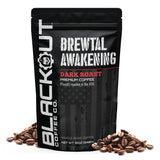 Blackout Coffee Brewtal Awakening Whole Bean Coffee - Dark Roast, High Caffeine, Bold & Strong - Freshly Roasted 12oz Bag