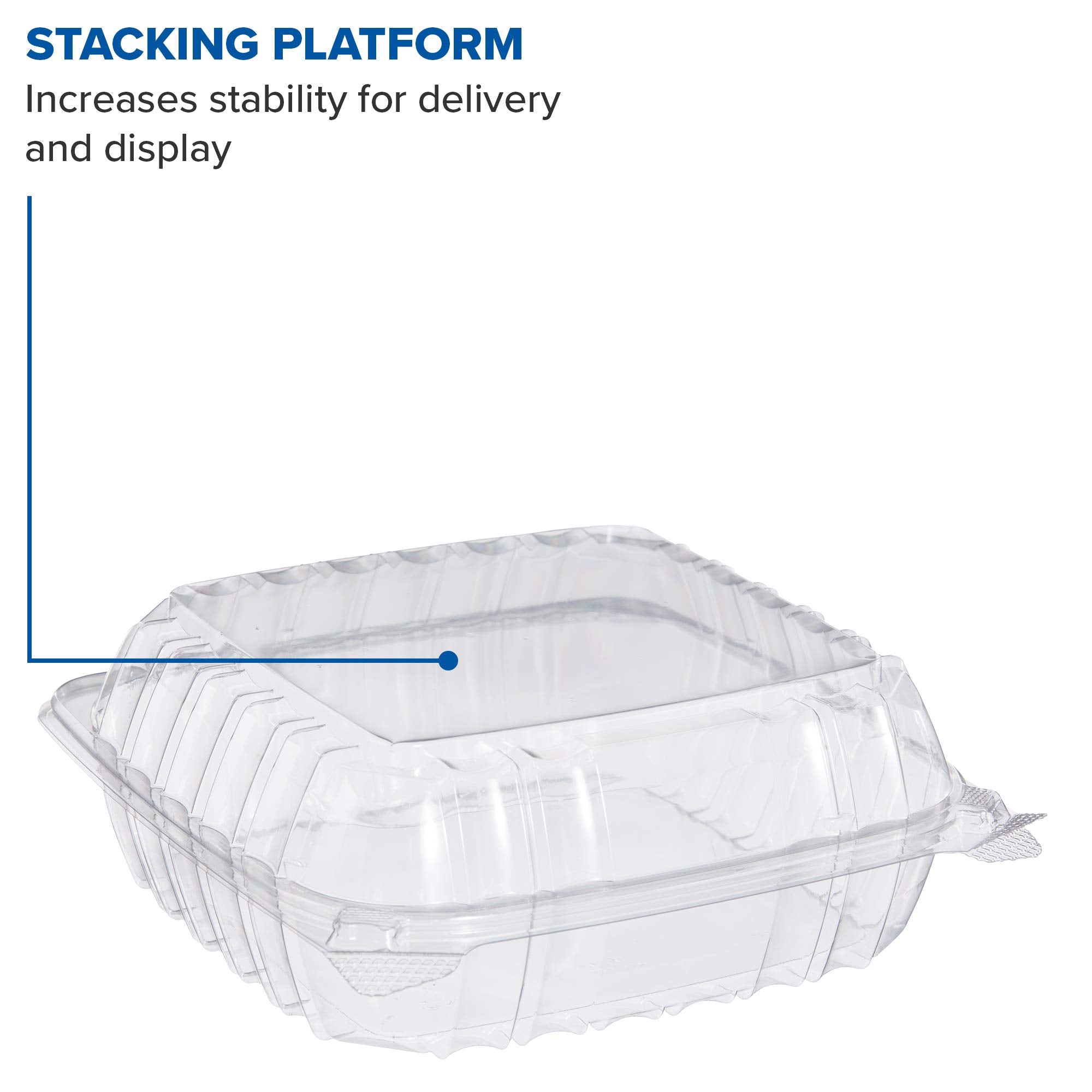 Dart C90PST1 ClearSeal Plastic Hinged Containers, Clear, 8.2 x 8.3 x 3 Inches, Case of 250