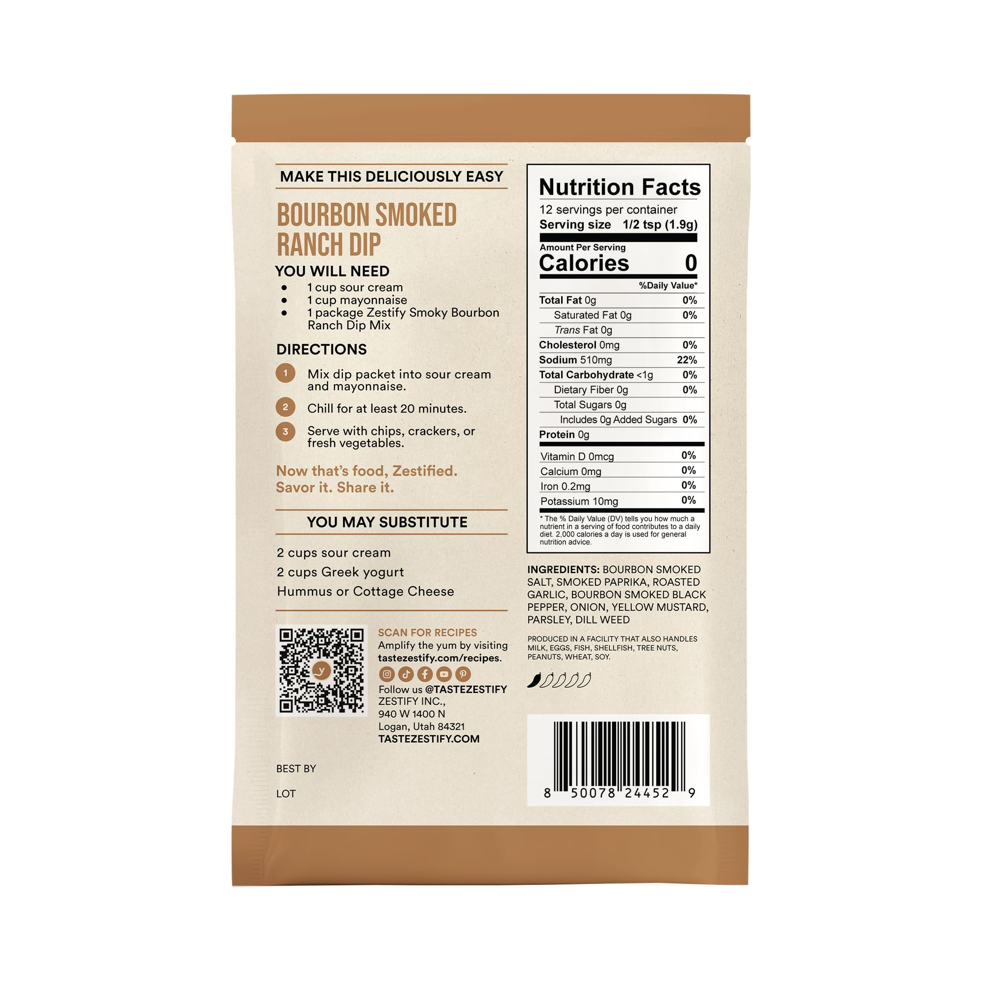 Zestify Dips Variety Pack - Dill & Chive, Bourbon Smoked Ranch, Garden Medley, and Cilantro Jalapeno Lime Seasoning Mixes (Big Dill 0.7 oz, Cowboy