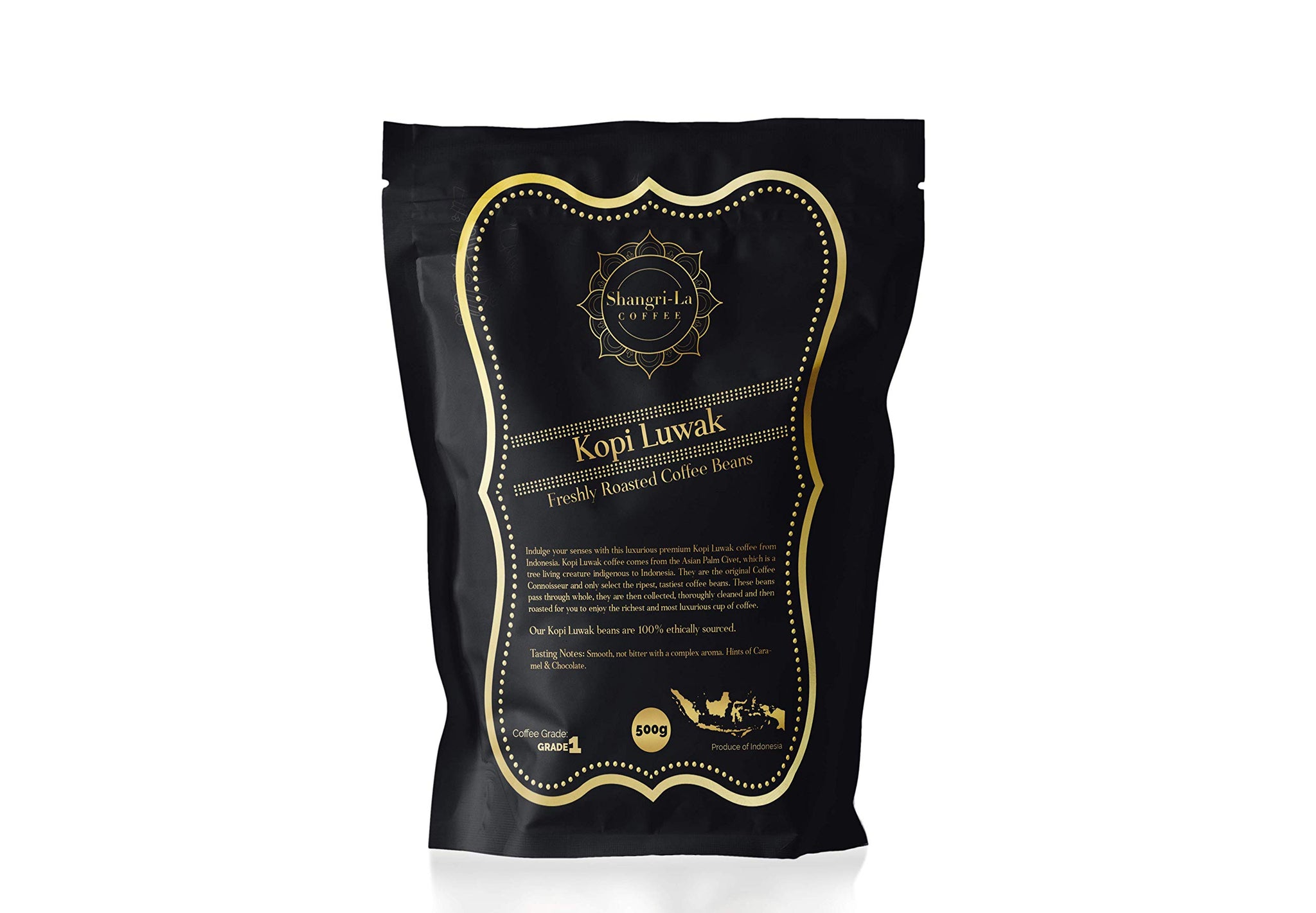 Shangri-La Coffee - Wild Kopi Luwak Coffee - Sustainably Sourced (from Indonesia) - Whole Bean and Ground Beans in Various Weights Available