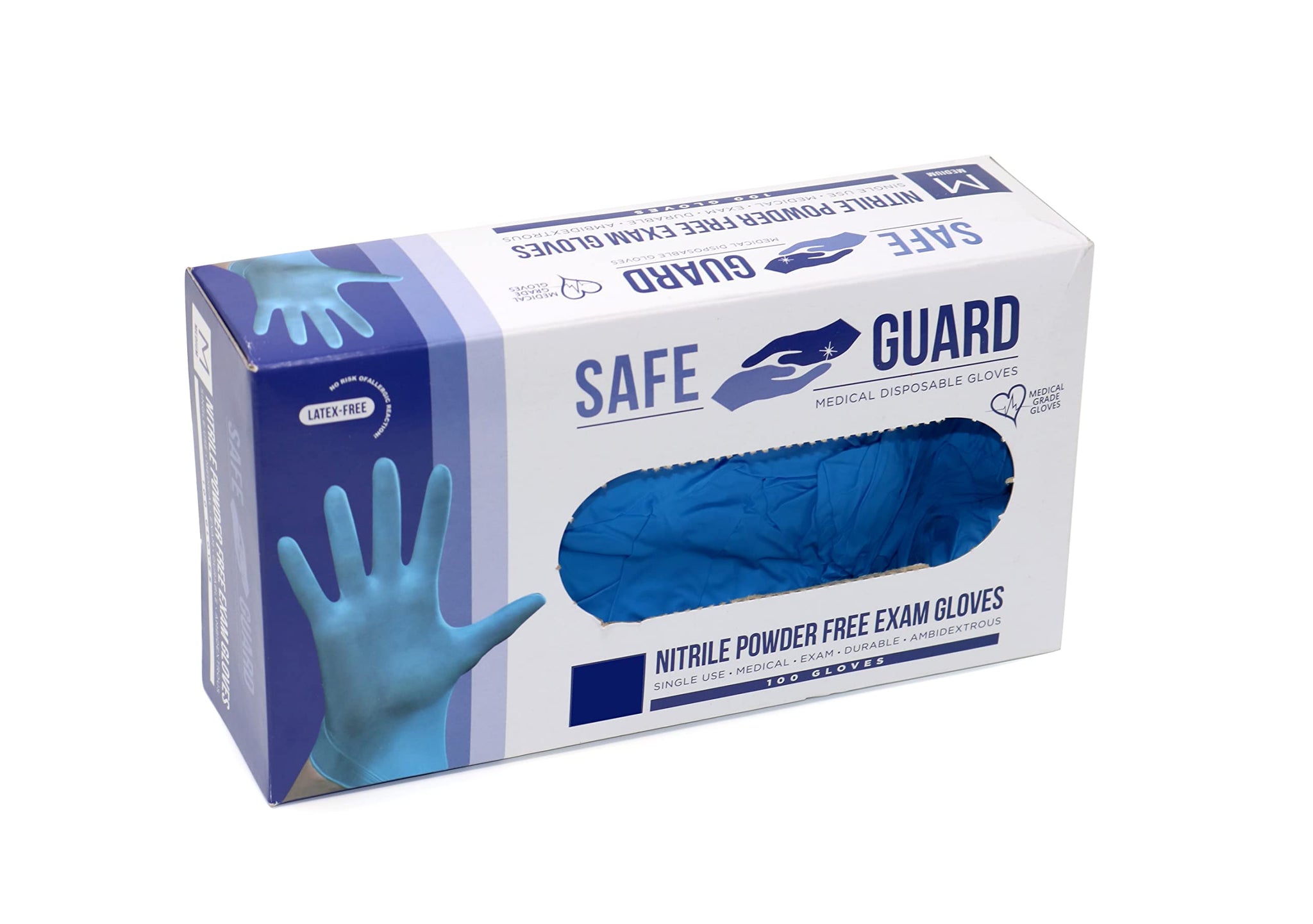 Safeguard Nitrile Disposable Gloves, Powder Free and Latex Free, Food Prep, Cooking, Cleaning Use, 100 Count, Size X-Large, Blue
