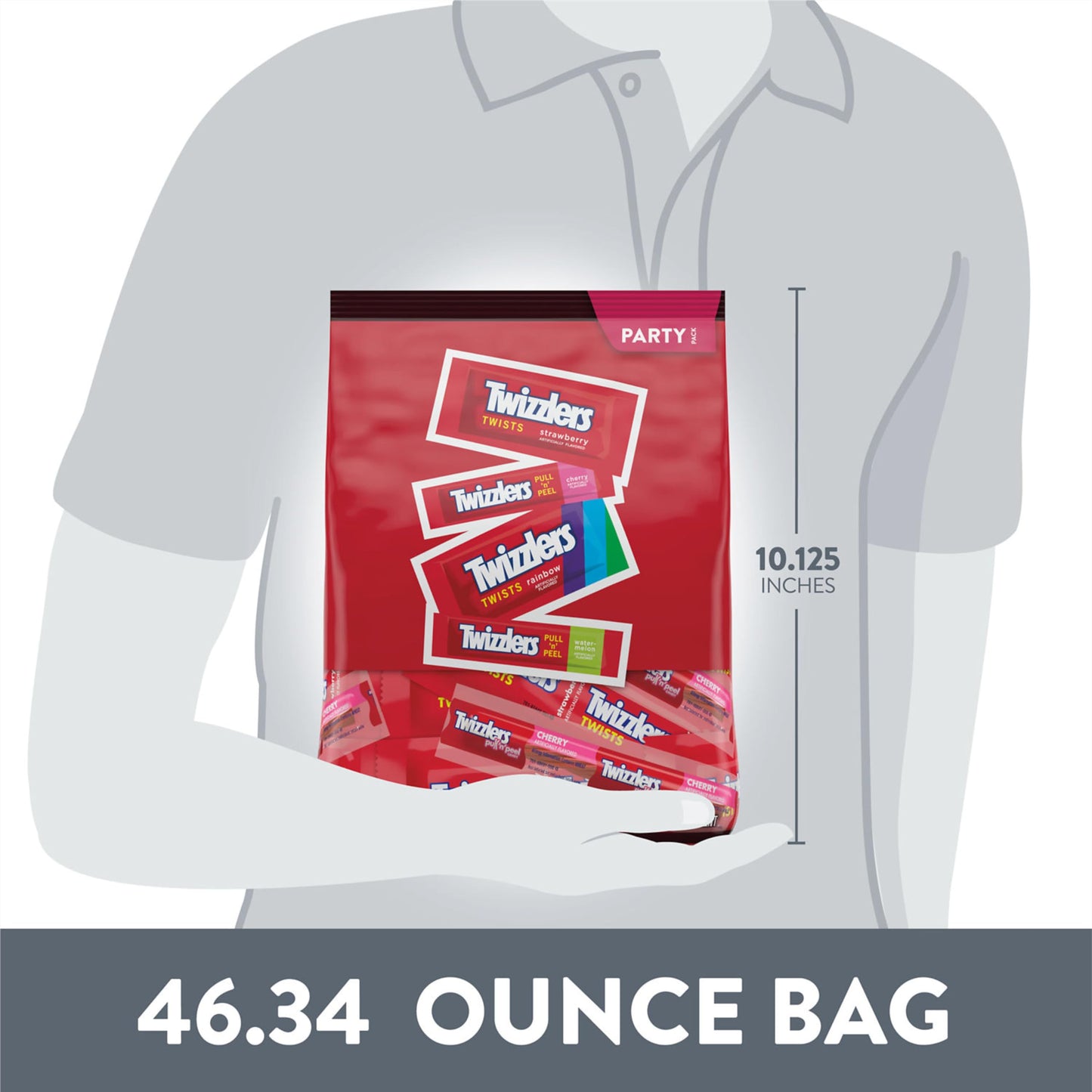 TWIZZLERS Assorted Flavored Licorice Style, Candy Bulk Party Pack, 46.34 oz