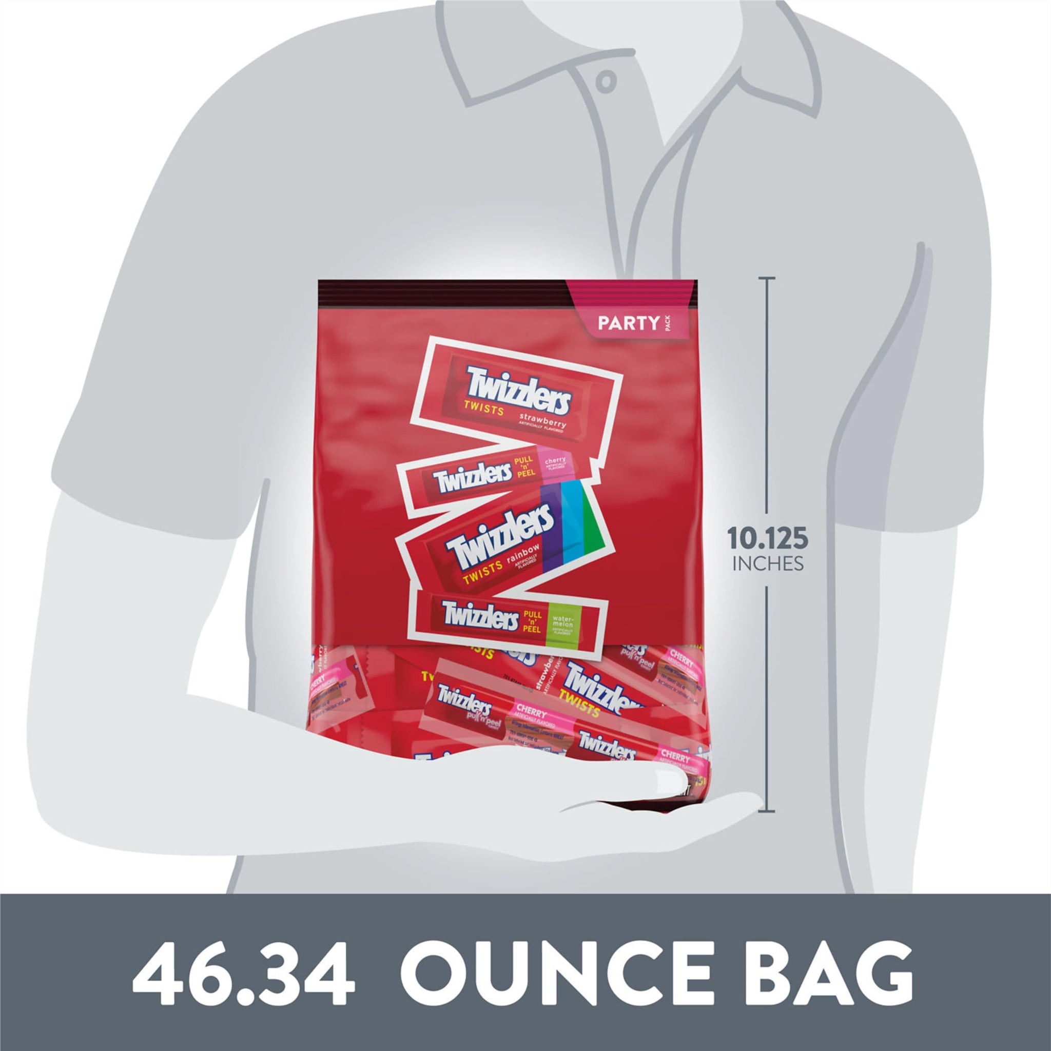 TWIZZLERS Assorted Flavored Licorice Style, Candy Bulk Party Pack, 46.34 oz