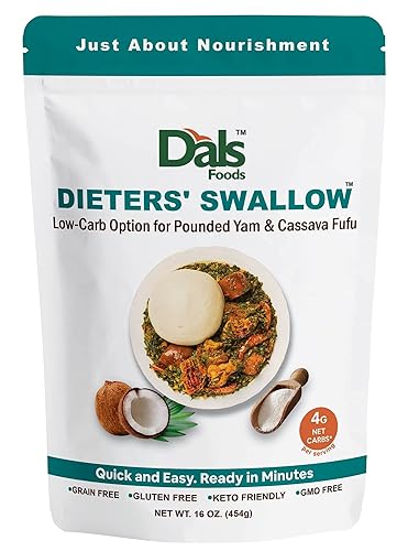 Dals Foods Healthy Nutritious Fufu, Dieters' Swallow | 100% Natural Flour, Low-Carb, Plant-Based Fiber & Protein Blend, Gluten Free Baking & Cooking