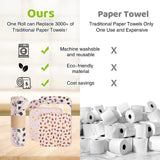 Mikccer Reusable Paper Towels Washable Roll, 25 Packs Washable Cotton Prints Flannel Paper Towels, 10 X 10in Super Soft, Absorbent, Fits All Holders