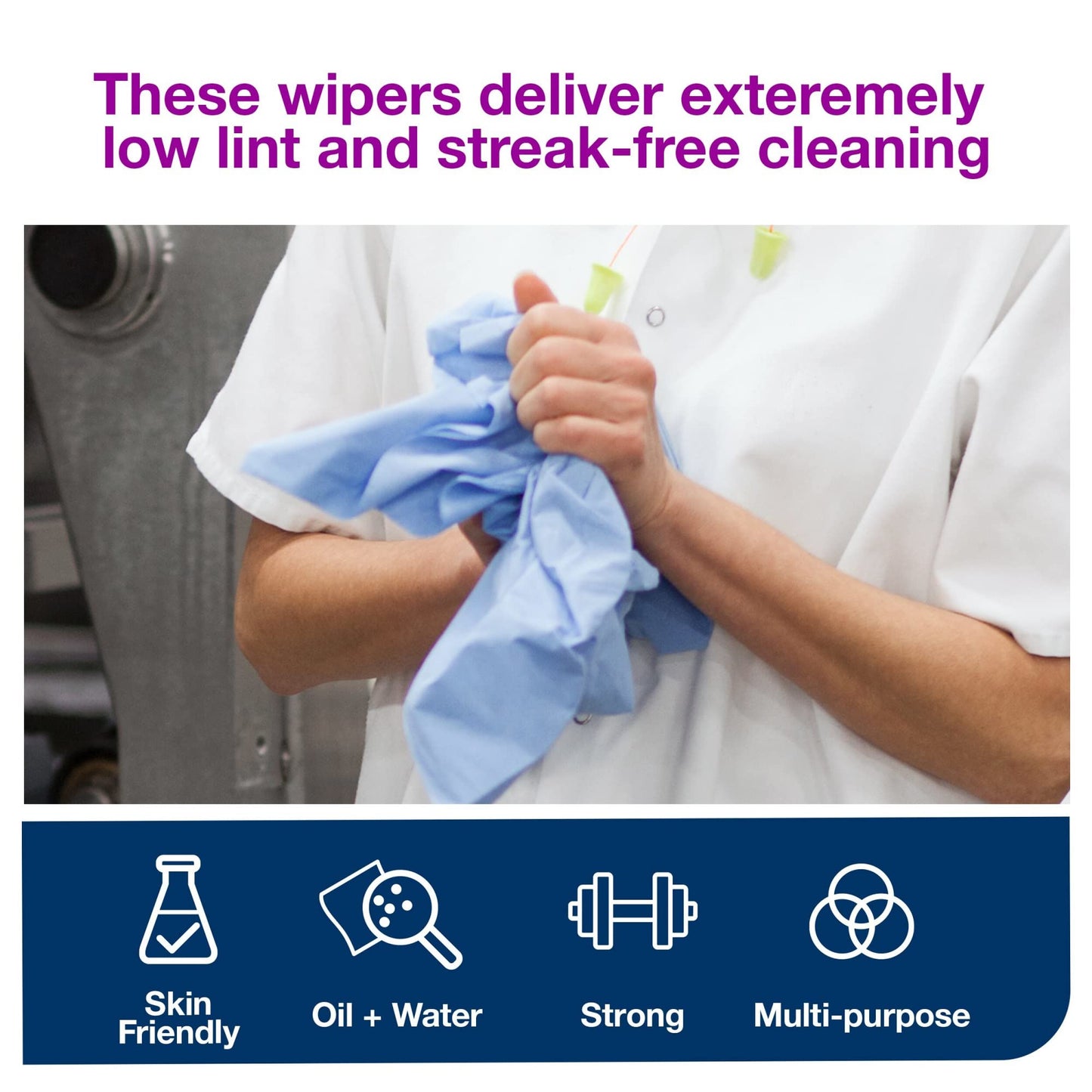 Tork Heavy Duty Paper Wiper W4, Glass Cleaning, 5 x 90 Sheets, 440278