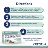 Katziela Washing Machine Cleaner Tablets - 6 Pack (3-Month Supply) - Loosens Pet Hair & Eliminates Odors - Fragrance-Free Enzyme Formula - Safe