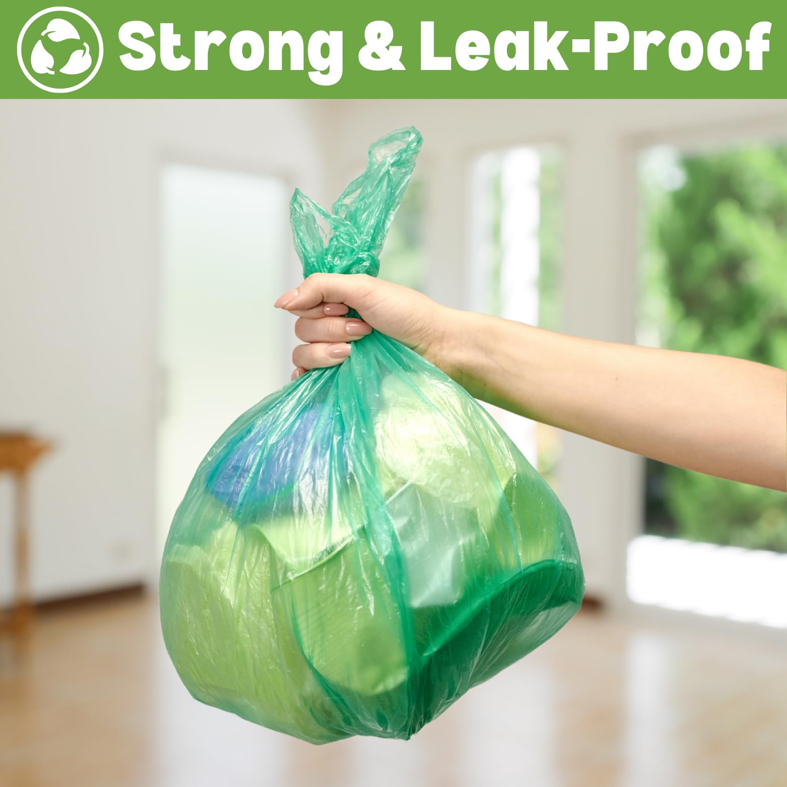 4 Gallon Trash Bag (400 ct.) 15 Liter Green Eco-friendly Garbage Bags Made W/EPI Additive(TDPA-Totally Degradable Plastic Additives) fits 2 Gal 3 Gal