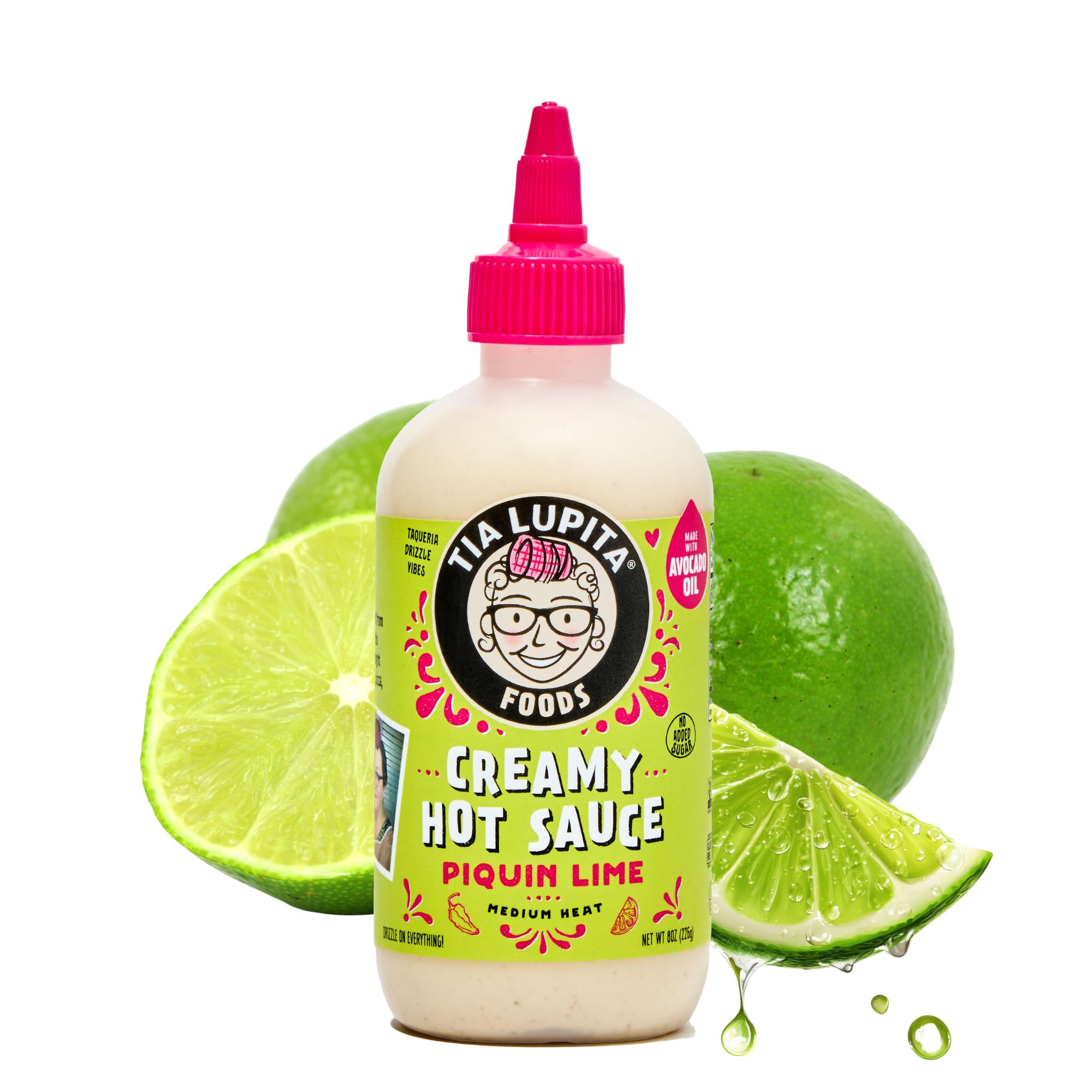 Tia Lupita Creamy Hot Sauce Piquin Lime | Gluten-Free, Non Dairy Made with Avocado Oil, No Added Sugar | 8 Ounce Squeeze Bottle (Pack of 2)