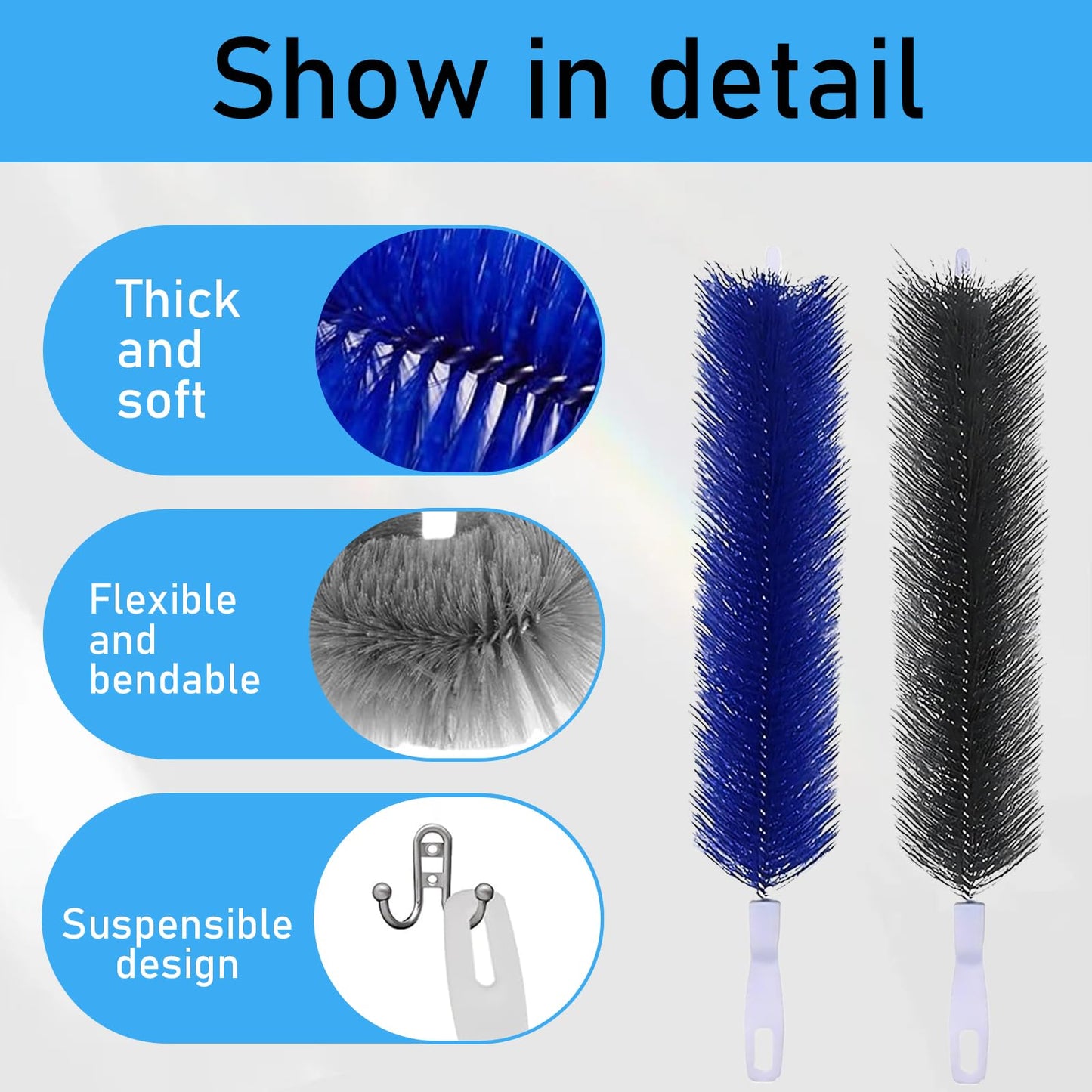 4 Pcs Fan Cleaner,Bendable Fan Duster,Comes with a Small Dusting Brush,Fan Brush,for Cleaning,Dust-Removing,Fan Cleaning Brush Suitable for Floor