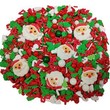 1 Bottle Christmas Sprinkles for Cookie Decorating Cake Toppers Candy Santa Claus Cupcake Topper Dessert Sprinkle with 6 Pieces Santa Claus