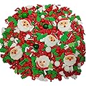 1 Bottle Christmas Sprinkles for Cookie Decorating Cake Toppers Candy Santa Claus Cupcake Topper Dessert Sprinkle with 6 Pieces Santa Claus
