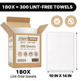 26029 Prep Wipe WHITE Lint Free Cleaning Towels Pack of 300 Sheets, 10" x 14" (1 Box) - Multi-purpose, Reusable, Perforated, Industrial Grade