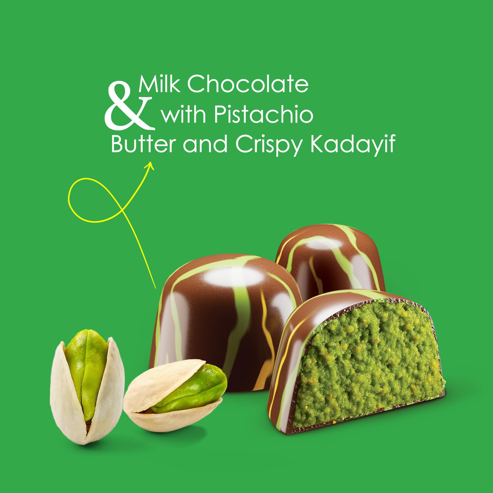 Fiorella Dubai Chocolate Gift Box, 24 Count, Premium Gourmet Milk Chocolate with Pistachio, Butter & Crispy Knafeh, Food Gifts for Holiday Gift
