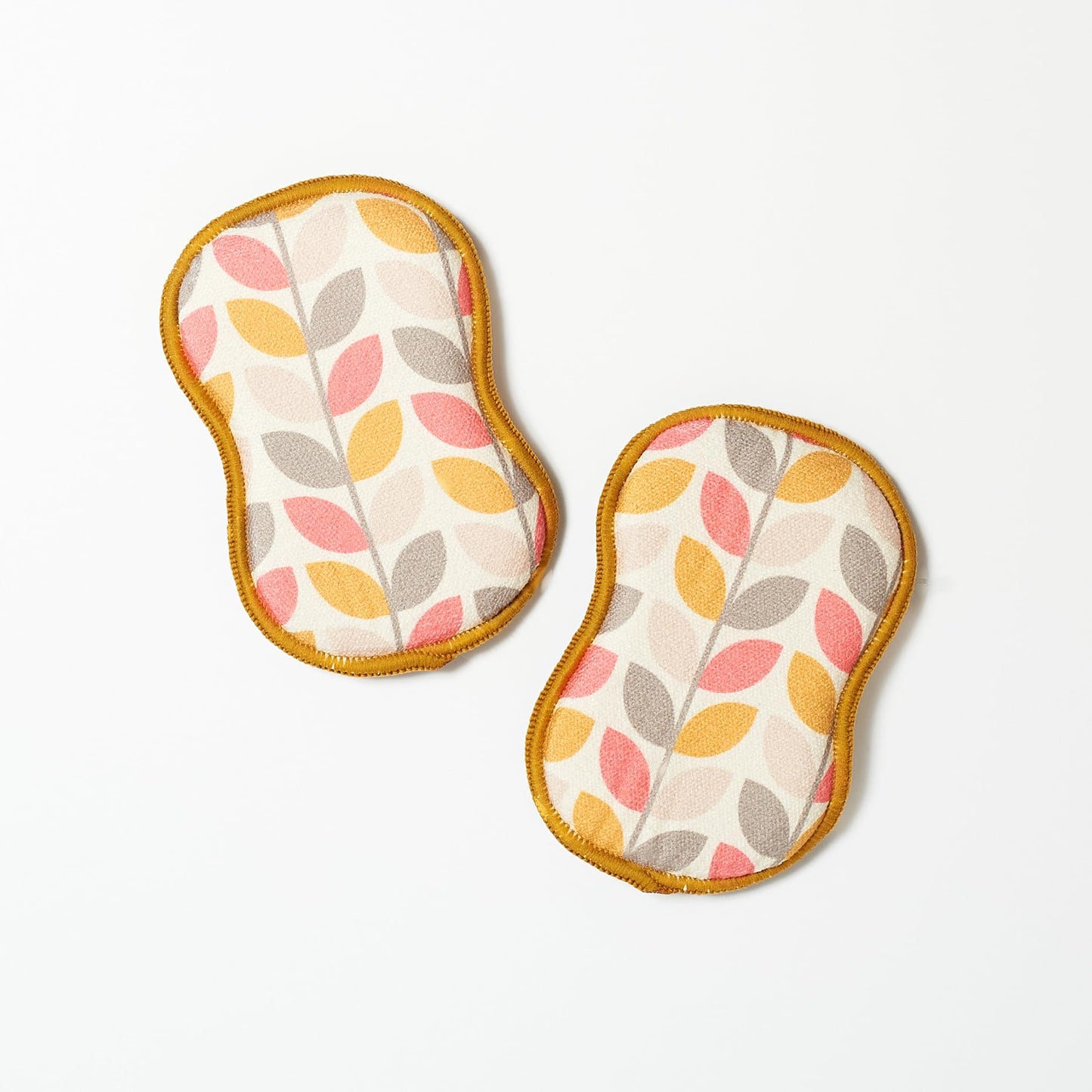 Bright Habits Sponge Set in Geo Leaf Gold - Set of 2 Super Absorbent Washable Reusable Cleaning Sponges Made from Recycled Materials, Durable Eco