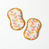 Bright Habits Sponge Set in Geo Leaf Gold - Set of 2 Super Absorbent Washable Reusable Cleaning Sponges Made from Recycled Materials, Durable Eco