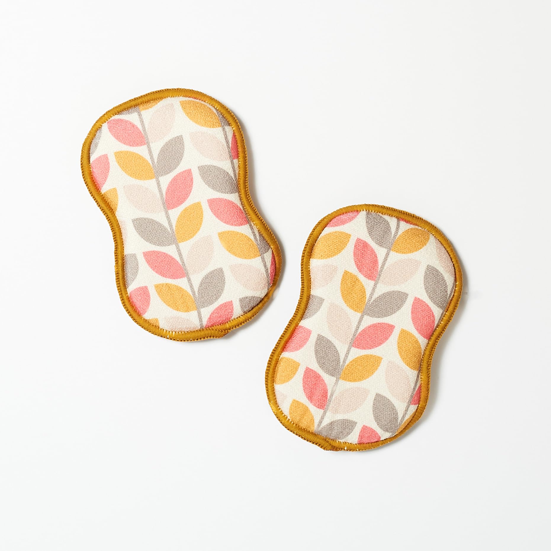 Bright Habits Sponge Set in Geo Leaf Gold - Set of 2 Super Absorbent Washable Reusable Cleaning Sponges Made from Recycled Materials, Durable Eco
