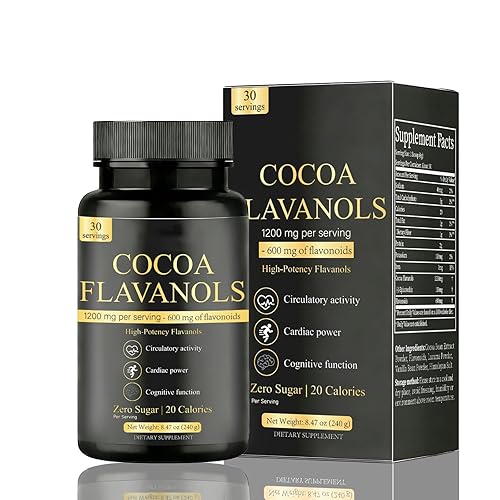 High Flavanol Cocoa Powder, 1200mg Flavanols per Serving, Natural Unsweetened Dutch Cocoa for Baking, Cooking & Beverages, Rich Dark Chocolate Flavor (01)