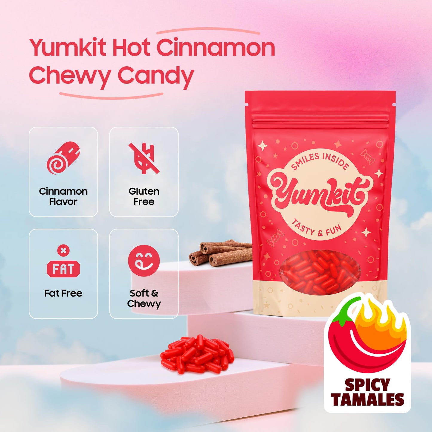 Hot Tamales Fierce Cinnamon Candy 2 lbs | Sweet and Spicy Candy Bulk | Big Bag of Fire Red Hot Candies | Chewy Treats for Theater, Vending Machines