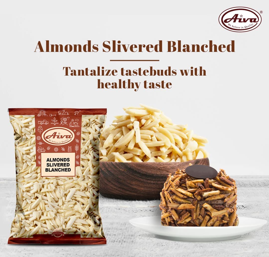 Aiva Blanched Slivered Almonds (5 LB Bulk Bag) - Premium Ready-to-Use Almonds for Baking, Cooking, and Snacking