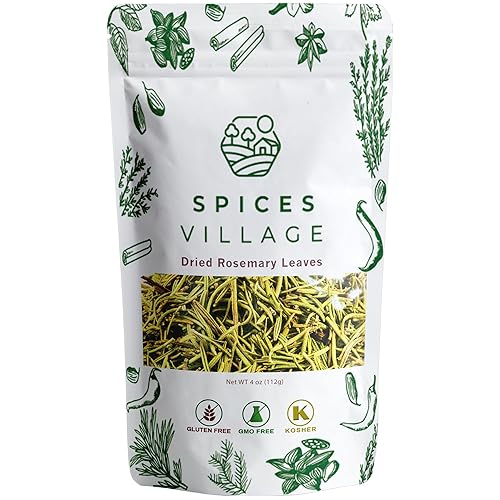 SPICES VILLAGE Whole Rosemary Leaves [ 4 oz ] - Natural Whole Rosemary for Cooking and Tea, Pure Mediterranean Seasoning - Kosher, Gluten Free, Vegan