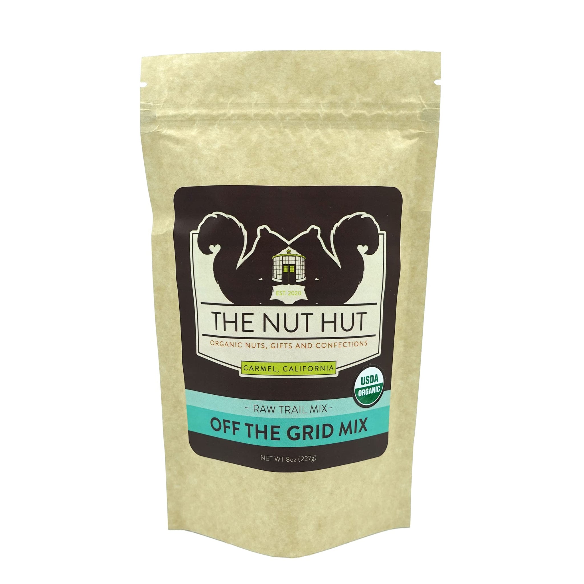 Organic Raw Off the Grid Trail Mix (8 Oz Eco-Pouch) Whole Raw & Unsalted | Non-Gmo | Certified Organic | Small Batch | Vegan & Gluten Free