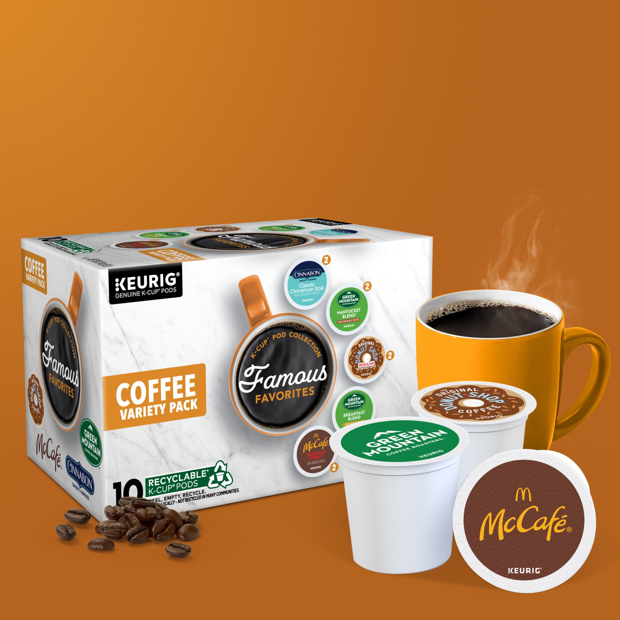 Keurig Famous Favorites Variety Pack, Single-Serve K-Cup Pods, 10 Count