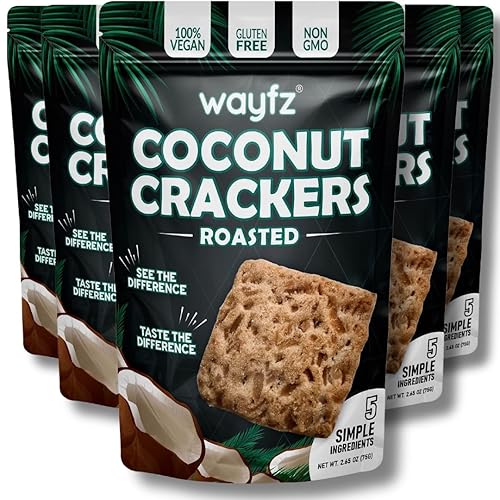 Roasted Coconut Crackers - Vegan Snack & Gluten Free Cracker Made with 100% Real Coconut - Organic, Dairy Free, Non-GMO, Lightly Sweet & Crunchy - 2