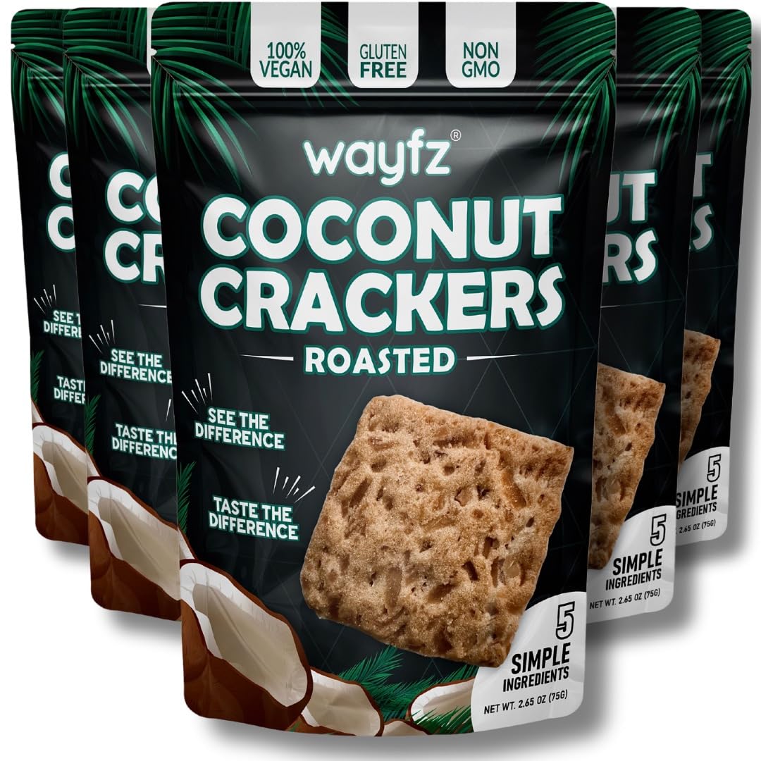 Roasted Coconut Crackers - Vegan Snack & Gluten Free Cracker Made with 100% Real Coconut - Organic, Dairy Free, Non-GMO, Lightly Sweet & Crunchy - 2