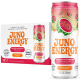 JUNO ENERGY Organic Watermelon Sparkling Energy Drink - Sugar Free, Energizing and Hydrating with 125mg Organic Caffeine from Green Coffee Beans