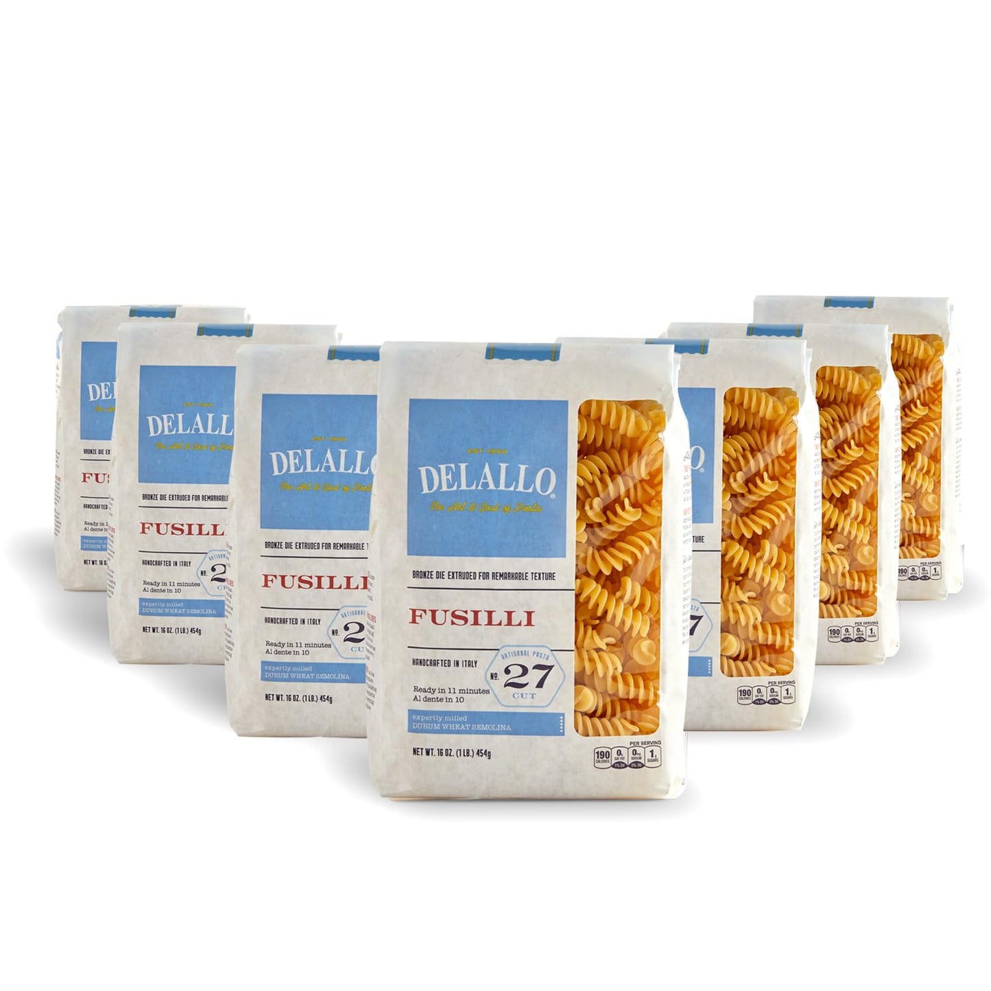 DeLallo Fusilli Pasta, Twisted Shape, Corkscrew Pasta Made in Italy, Bronze Cut, Made with Only 100% Durum Wheat Semolina Flour, Kosher, Vegan