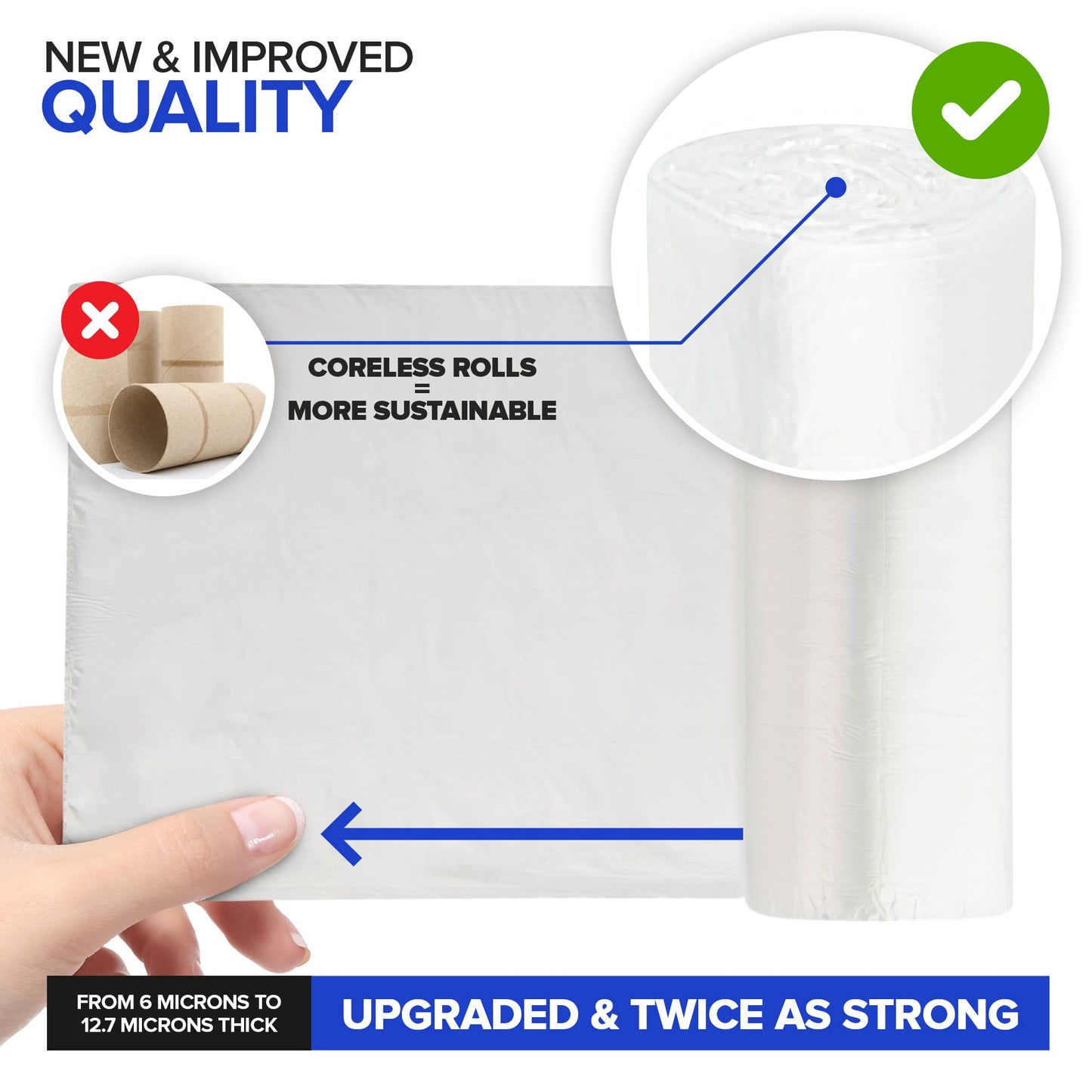 Stock Your Home Clear 2 Gallon Trash Bag (200 Pack) Un-Scented Small Garbage Bags for Bathroom Can, Mini Waste Basket Liner, Plastic Liners for Office