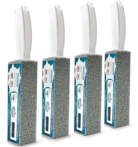 Pumice Stone for Toilet Cleaning with Handle Toilet Stone, Removing Hard Water Rings for Toilet Bowl Pool Bathtub, 4 Pack