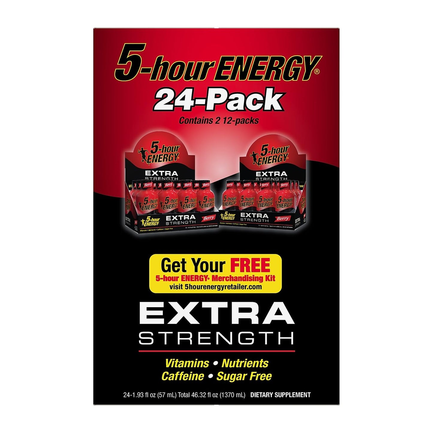 5-Hour Energy Extra Strength Beverage, Black, Berry, 46.32 Fl Oz