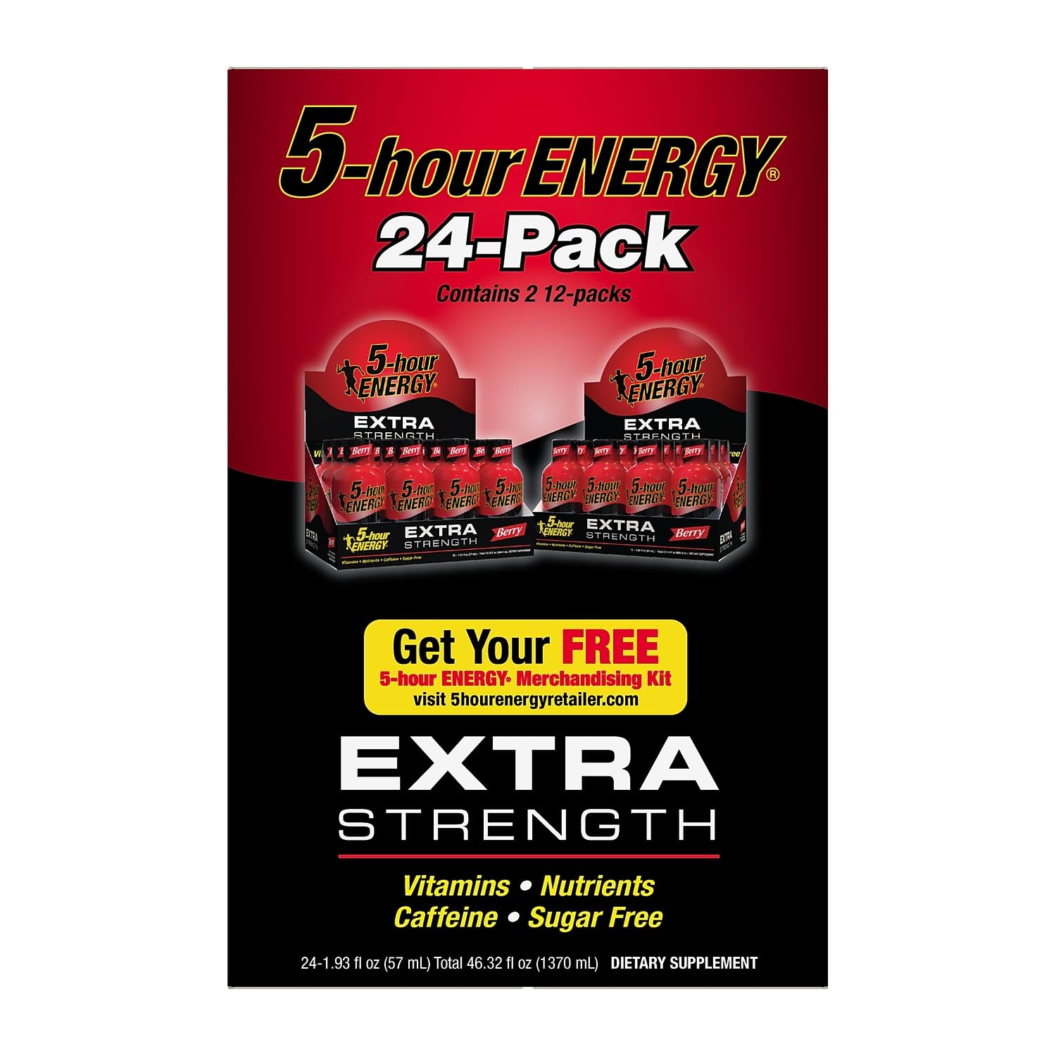 5-Hour Energy Extra Strength Beverage, Black, Berry, 46.32 Fl Oz
