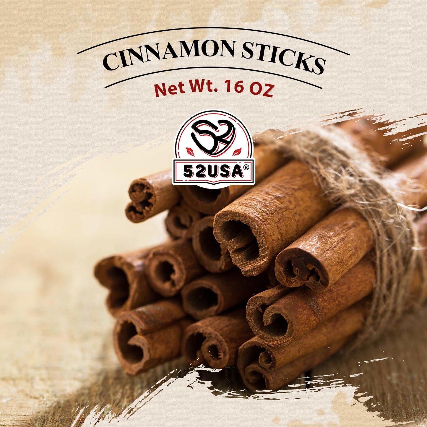 52USA Cinnamon Sticks, Cinnamon 16 oz (453g), Whole Cinnamon Sticks, 100% Raw, Kosher Certified, Gluten Free, Pure & Fresh Cinnamon, Perfect for