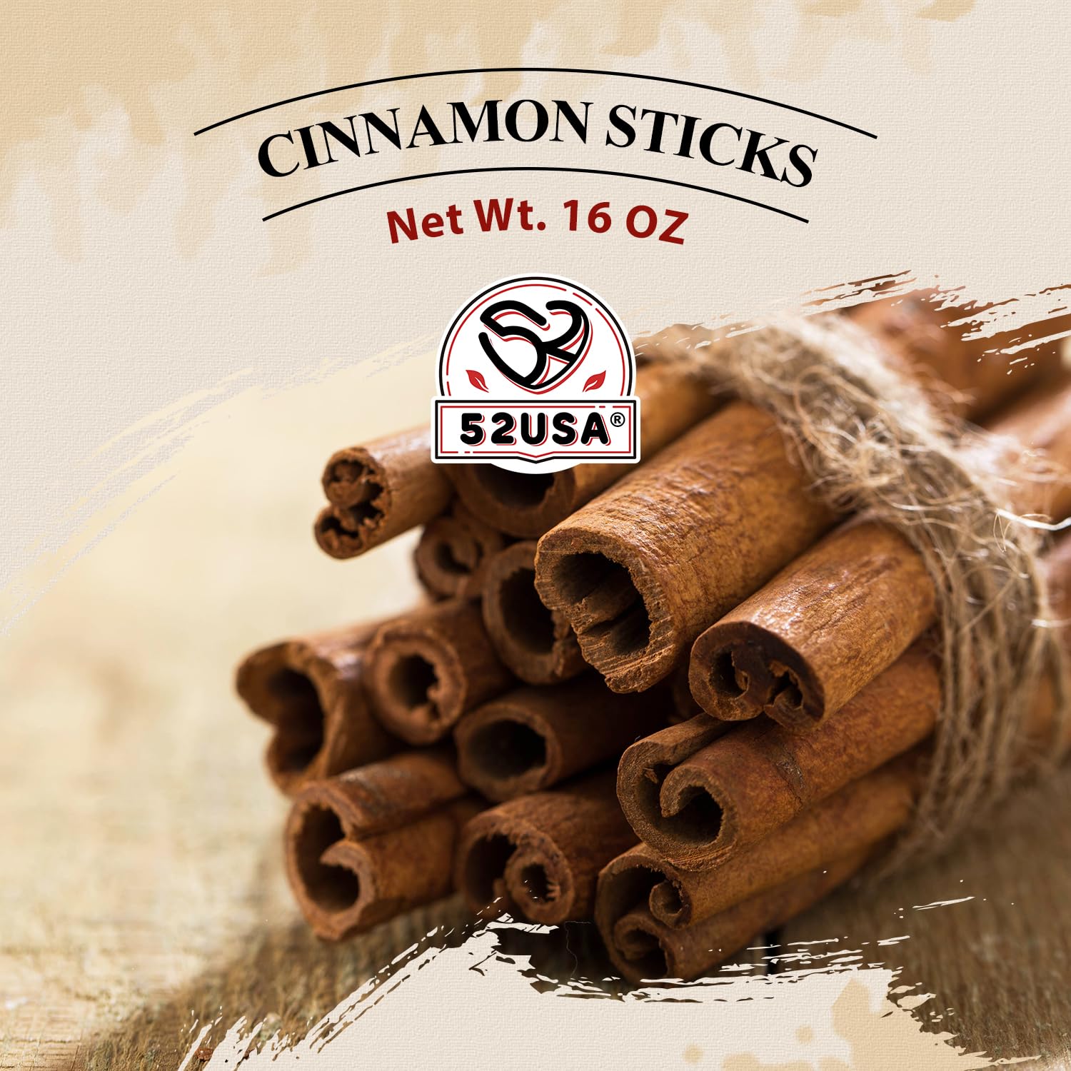 52USA Cinnamon Sticks, Cinnamon 16 oz (453g), Whole Cinnamon Sticks, 100% Raw, Kosher Certified, Gluten Free, Pure & Fresh Cinnamon, Perfect for