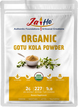 Jai Ho Certified USDA Organic Gotu Kola Powder - 1 LB - Gluten-Free, Vegan, Non-GMO - Resealable Zip Lock Pouch